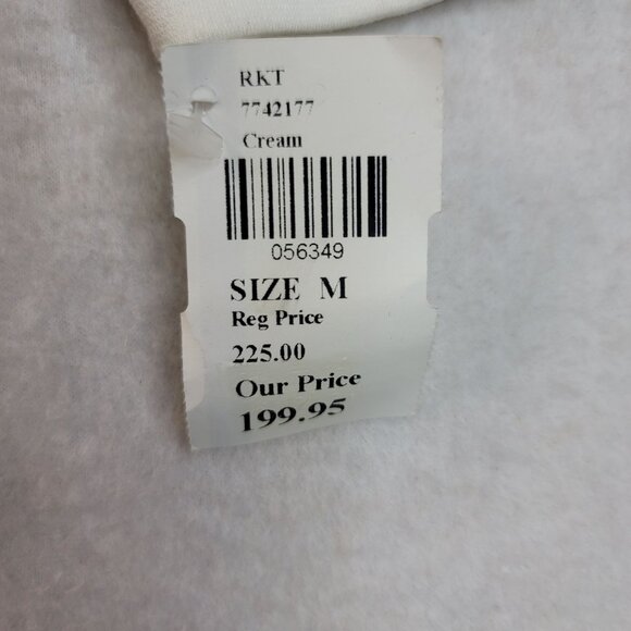 Robert Kitchen Quilted Puffer Jacket Medium Textured Cotton Button Cream - Picture 8 of 14